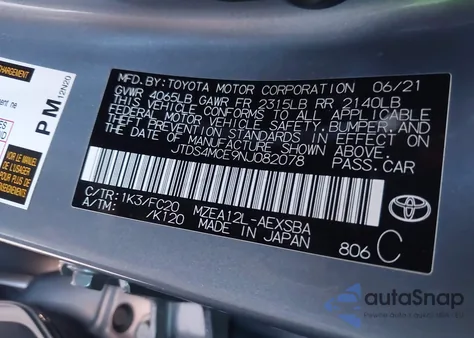 2022 Toyota Corolla Se from USA, damaged, VIN JTDS4MCE9NJ082078